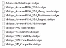 Liste des trackings présent pour VBridger