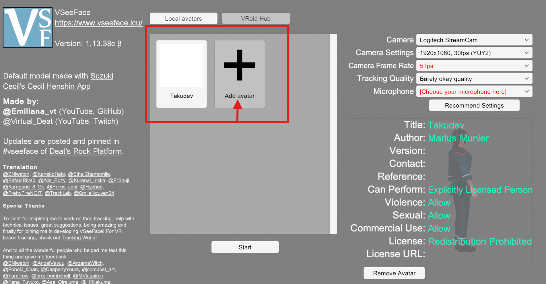Ajout d&#39;un avatar VRM
