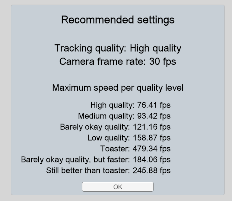 Benchmark Resultats VSeeFace